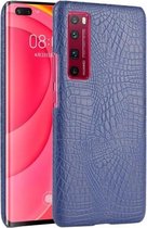 Voor Huawei Nova 7 Pro schokbestendige krokodiltextuur pc + PU-hoes (blauw)