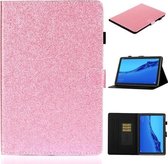 Voor Huawei MediaPad M5 lite Glossy Glitter Poeder Horizontale Flip Leren Case met Houder & Kaartsleuf & Slaap / Wekfunctie (Roze)