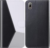 Voor Huawei Y5 (2019) Driekleurige stiksels Horizontale flip TPU + PU lederen tas met houder & kaartsleuven en portemonnee (zwart)