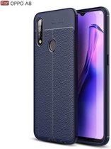 Voor OPPO A8 Litchi Texture TPU schokbestendig hoesje (marineblauw)