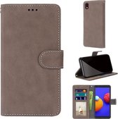 Voor Samsung Galaxy A01 Core Retro Frosted Horizontale Flip PU lederen tas met houder & kaartsleuven & portemonnee & fotolijst (bruin)
