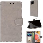 Voor Samsung Galaxy A42 5G Retro Frosted Horizontale Flip PU lederen tas met houder & kaartsleuven & portemonnee & fotolijst (grijs)