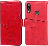 Voor Samsung Galaxy A10s Geometrische stiksels Horizontale flip TPU + PU lederen tas met houder & kaartsleuven en portemonnee (rood)