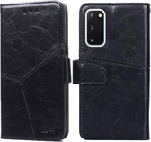 Voor Samsung Galaxy S20 Geometrische stiksels Horizontale flip TPU + PU lederen tas met houder & kaartsleuven en portemonnee (zwart)