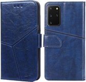 Voor Samsung Galaxy S20 + geometrische stiksels Horizontale flip TPU + PU lederen tas met houder & kaartsleuven en portemonnee (blauw)