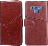 Voor Samsung Galaxy Note9 Geometrische stiksels Horizontale flip TPU + PU lederen tas met houder & kaartsleuven en portemonnee (donkerbruin)