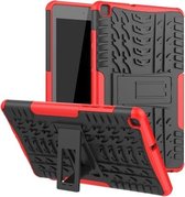 Voor Samsung Galaxy Tab A8.0 (2019) T295 / T290 Bandentextuur TPU + PC schokbestendig hoesje met houder (rood)