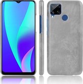 Voor Oppo Realme C15 schokbestendige Litchi Texture PC + PU-hoes (grijs)