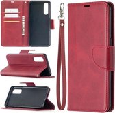 Voor OPPO Reno3 Pro Retro Lambskin Texture Pure Color Horizontale Flip PU Leather Case, met houder & kaartsleuven & portemonnee & lanyard (rood)