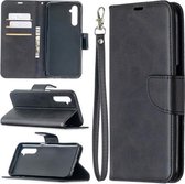 Voor OPPO Realme 6 Retro Lambskin Texture Pure Color Horizontale Flip PU Leather Case, met houder & kaartsleuven & portemonnee & lanyard (zwart)