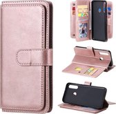 Voor Huawei Y6P multifunctionele magnetische koperen gesp horizontale flip effen kleur lederen tas met 10 kaartsleuven & portemonnee & houder & fotolijst (rose goud)