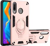 Voor Huawei P30 Lite 2 in 1 Armor Knight Series PC + TPU beschermhoes met onzichtbare houder (rose goud)