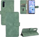 Voor OPPO Reno3 A (Japanse versie) Effen kleur Huidgevoel Magnetische gesp Horizontale flip-kalftextuur PU lederen tas met houder & kaartsleuven & portemonnee (groen)