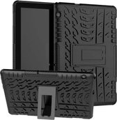 Voor Huawei MediaPad T5 Bandentextuur Schokbestendig TPU + PC beschermhoes met houder (zwart)