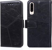 Voor Huawei P30 Geometrische stiksels Horizontale Flip TPU + PU lederen tas met houder & kaartsleuven & portemonnee (zwart)