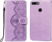 Voor Huawei Honor 7S / Y5 (2018) Flower Vine Embossing Pattern Horizontale Flip Leather Case met Card Slot & Holder & Wallet & Lanyard (Purple)