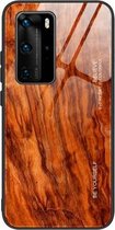 Voor Huawei P40 Pro houtnerf glas beschermhoes (M06)