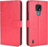 Voor Motorola Moto E7 Retro Crazy Horse Texture Horizontale Flip Leren Case met Houder & Kaartsleuven & Fotolijst (Rood)