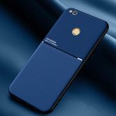 Voor Huawei Honor 8 Lite Classic Tilt Strip Grain Magnetisch Schokbestendig PC + TPU Case (Blauw)