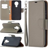 Voor Nokia 3.4 Litchi Texture Pure Color Horizontale Flip Leren Case met Houder & Kaartsleuven & Portemonnee & Lanyard (Grijs)