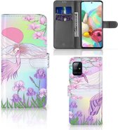 Wallet Bookcase Geschikt voor Samsung Galaxy A71 Telefoonhoesje Vogel