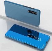 Voor Samsung Galaxy A01 vergulde spiegel horizontale flip lederen tas met houder (blauw)