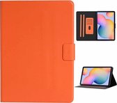 Voor Samsung Galaxy Tab A 10.1 2019 T510 / T515 effen kleur horizontaal flip lederen tas met kaartsleuven en houder (oranje)