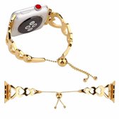 Love Heart Shaped Bracelet roestvrij stalen horlogeband voor Apple Watch Series 3 & 2 & 1 42 mm (goud)