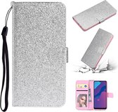 Voor Huawei P Smart 2020 Glitter Poeder Horizontale Flip Leren Case met Kaartsleuven & Houder & Fotolijst & Portemonnee & Lanyard (Zilver)