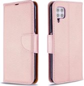 Voor huawei p40 lite litchi textuur pure kleur horizontale flip pu lederen tas met houder en kaartsleuven en portemonnee en lanyard (rose goud)