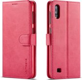 Voor Galaxy A10 / M10 LC.IMEEKE kalfsleer Horizontale flip lederen tas, met houder & kaartsleuven & portemonnee (rose rood)