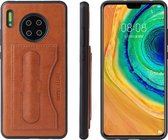 Voor Huawei Mate 30 Fierre Shann Volledige dekking PU lederen beschermhoes met houder en kaartsleuf (bruin)