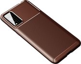 Voor Huawei Honor Play 4T Pro Carbon Fiber Texture Shockproof TPU Case (Bruin)