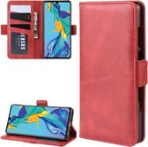 Voor Huawei P30 Dual-side magnetische gesp horizontale flip lederen tas met houder & kaartsleuven & portemonnee & fotolijst (rood)