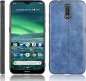 Voor Nokia 2.3 schokbestendig naaien koe patroon skin pc + pu + tpu case (blauw)