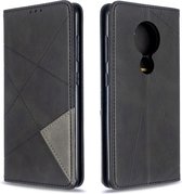 Voor Sony Xperia 8 Rhombus Texture Horizontal Flip Magnetische lederen tas met houder en kaartsleuven (zwart)