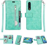 Voor Samsung Galaxy A90 5G Multifunctionele Rits Horizontale Flip Leren Case met Houder & Portemonnee & 9 Kaartsleuven & Lanyard (Mintgroen)