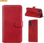 Voor Samsung Galaxy M30s ENKAY Hat-Prince horizontale flip lederen tas met houder & kaartsleuven en portemonnee (rood)