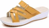 Cross Striped Fashion Cute Slippers Sandalen voor dames (Kleur: Geel Maat: 37)