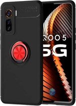 Voor VIVO IQOO 5 metalen ringhouder 360 graden roterende TPU-hoes (zwart + rood)