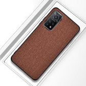 Voor Xiaomi Mi 10T 5G schokbestendige stoffen textuur PC + TPU beschermhoes (bruin)