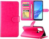 Voor OPPO A53 Crazy Horse Textuur Lederen Horizontale Flip Beschermhoes met Houder & Kaartsleuven & Portemonnee & Fotolijst (Magenta)