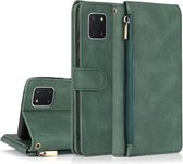 Voor Samsung Galaxy A81 Skin-feel Crazy Horse Texture Rits Portemonnee Tas Horizontale Flip Leren Case met Houder & Kaartsleuven & Portemonnee & Lanyard (Donkergroen)