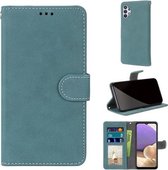 Voor Samsung Galaxy A32 5G Retro Frosted Horizontale Flip PU lederen tas met houder & kaartsleuven & portemonnee & fotolijst (blauw)