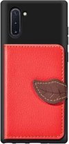 Leaf Buckle Litchi Texture Card Holder PU + TPU Case met Card Slot & Wallet & Holder & Photo Frame voor Galaxy Note10 (Red)