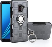 Voor Galaxy A8 + (2018) 2 in 1 kubus pc + TPU beschermhoes met 360 graden draaien zilveren ringhouder (grijs)