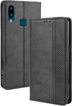 Voor Galaxy A10s Magnetische Gesp Retro Crazy Horse Textuur Horizontale Flip Leren Case met Houder & Kaartsleuven & Fotolijst (Zwart)