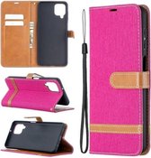 Voor Samsung Galaxy A12 Lite Kleuraanpassing Denim Textuur Horizontale Flip Leren Case met Houder & Kaartsleuven & Portemonnee & Lanyard (Rose Rood)