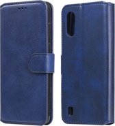 Voor Samsung Galaxy M01 klassieke kalfsstructuur PU + TPU horizontale flip lederen tas, met houder en kaartsleuven en portemonnee (blauw)