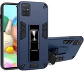 Voor Samsung Galaxy M51 2 in 1 PC + TPU schokbestendige beschermhoes met onzichtbare houder (blauw)